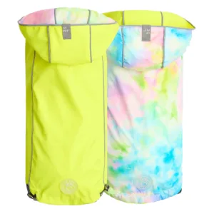 GFpet Elasto-fit reversible raincoat Neon Yellow and Tie-dye